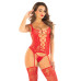Комплект Leg Avenue Cami Garter with Stockings and String One Size, Red - Фото №2