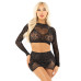 Комплект Leg Avenue Rhinestone Crop Top and Mini Skirt One Size, Black - Фото №1
