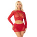Комплект Leg Avenue Rhinestone Crop Top and Mini Skirt One Size, Red - Фото №1