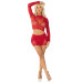 Комплект Leg Avenue Rhinestone Crop Top and Mini Skirt One Size, Red - Фото №4