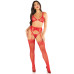 Комплект Leg Avenue Bra Top, String and Garter Belt Stockings One Size, Red - Фото №3