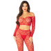 Комплект Leg Avenue Off The Shoulder Top and Footless Tights One Size, Red - Фото №1