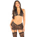 Комплект Leg Avenue Bra Top, Garter Skirt and Stockings One Size, Black - Фото №1