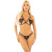 Комплект Leg Avenue Open Cup Bra and Pearl String One Size, Black - Фото №1