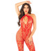 Бодістокінг Leg Avenue Seamless Net and Lace Lingerie Jumpsuit One Size, Red - Фото №1