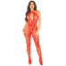 Бодістокінг Leg Avenue Seamless Net and Lace Lingerie Jumpsuit One Size, Red - Фото №2