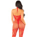 Бодістокінг Leg Avenue Seamless Net and Lace Lingerie Jumpsuit One Size, Red - Фото №3