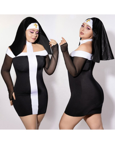 Еротичний костюм монашки JSY P61130 Plus Size - Фото №1
