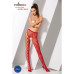 Эротические колготки-бодистокинг Passion S008 red, ажурные колготки с вырезом и лампасами-сеткой - Фото №2