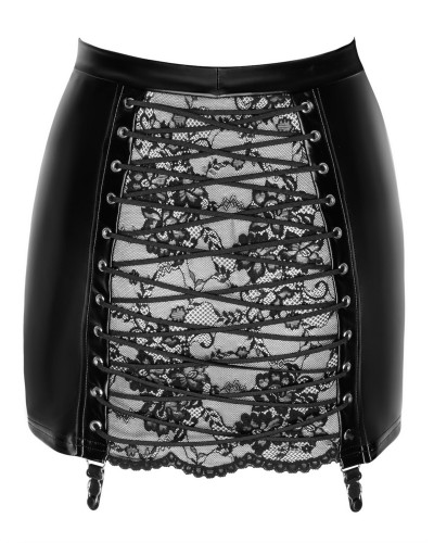 Спідниця Noir Handmade F341 Powerwetlook and lace skirt - L - Фото №8