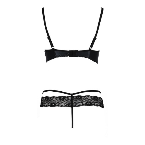 Комплект белья Passion Exclusive NORTH SET S/M, black, лиф и трусики с элементами под латекс