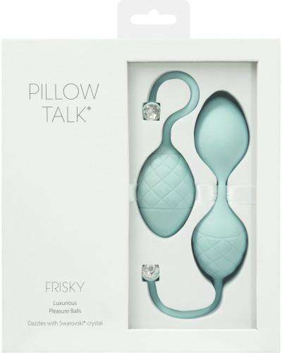 Розкішні вагінальні кульки PILLOW TALK - Frisky Teal з кристалом, діаметр 3,2 см, вага 49-75 гр - Фото №9