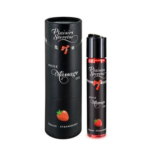 Масажна олія Plaisirs Secrets Strawberry (59 мл) з афродизіаками, їстівна, подарункове паковання