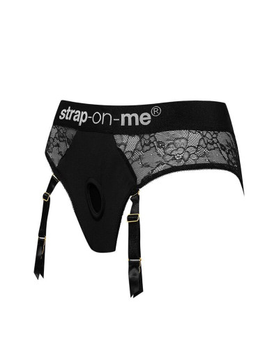 Мереживні трусики для страпона з підв’язками для панчіх Strap-On-Me DIVA HARNESS - XS - Фото №2