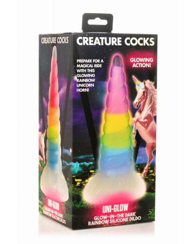 Фентезійний фалоімітатор Creature Cocks Luminescent Rainbow Silicone Dildo - Фото №4