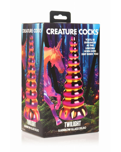 Фэнтезийный фаллоимитатор Creature Cocks Twilight Rainbow Glass Dildo - Фото №4