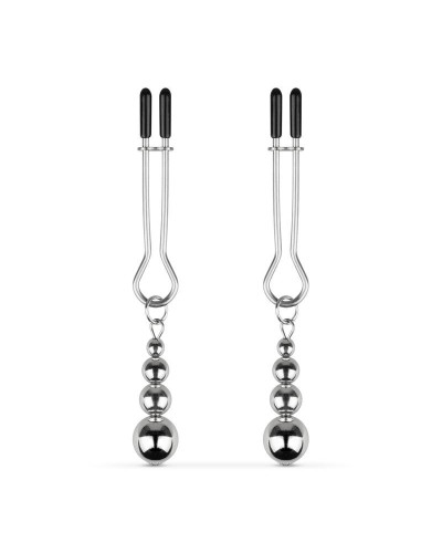 Затискачі для сосків Bedroom Fantasies: Nipple Clamps with Beaded Chain - Silver - Фото №1