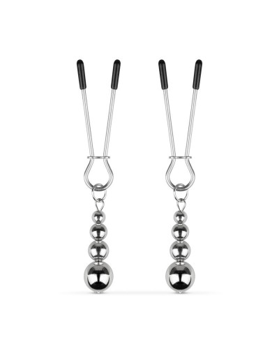 Затискачі для сосків Bedroom Fantasies: Nipple Clamps with Beaded Chain - Silver - Фото №3
