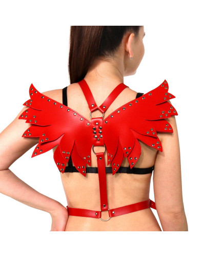 Женская портупея Art of Sex - Wings красная L-2XL, экокожа - Фото №3