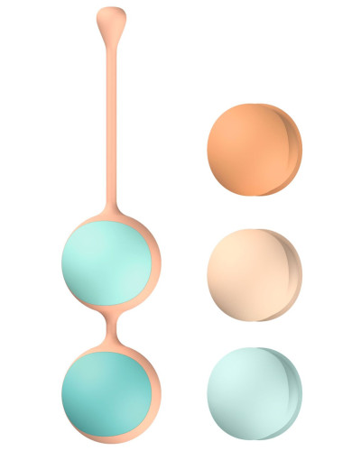 Вагінальні кульки Liebe Kewos — Peach/Mint, 5 кульок у комплекті, 15, 25, 35, 45 та 55 г - Фото №2