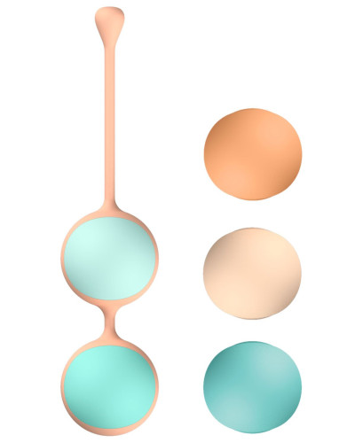 Вагінальні кульки Liebe Kewos — Peach/Mint, 5 кульок у комплекті, 15, 25, 35, 45 та 55 г - Фото №3
