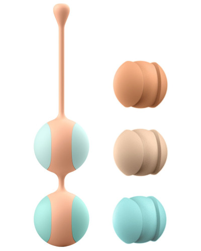 Вагінальні кульки Liebe Kewos — Peach/Mint, 5 кульок у комплекті, 15, 25, 35, 45 та 55 г - Фото №4