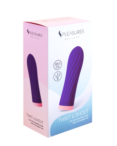 Віброкуля S Pleasures Bullets Twist & Shout Purple, фіолетова, ребриста поверхня, 10 режимів - Фото №3