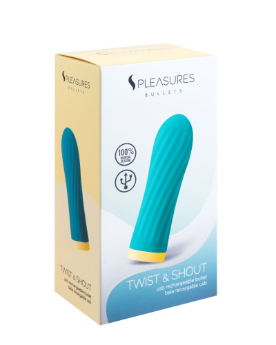 Віброкуля S Pleasures Bullets Twist & Shout Turquoise, бірюзова, ребриста поверхня, 10 режимів - Фото №3