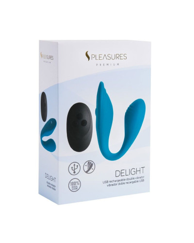 Подвійний вібратор S Pleasures Premium Delight, бірюзовий, для клітора та точки G, 10 режимів - Фото №5