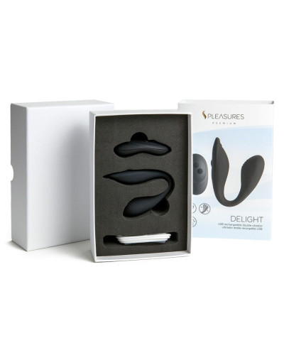 Подвійний вібратор S Pleasures Premium Delight, чорний, для клітора та точки G, 10 режимів - Фото №3
