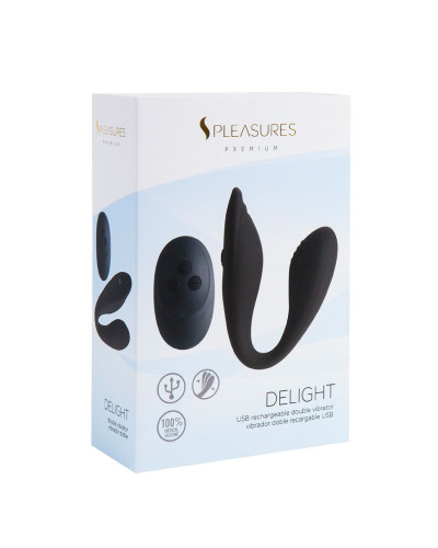 Подвійний вібратор S Pleasures Premium Delight, чорний, для клітора та точки G, 10 режимів - Фото №5
