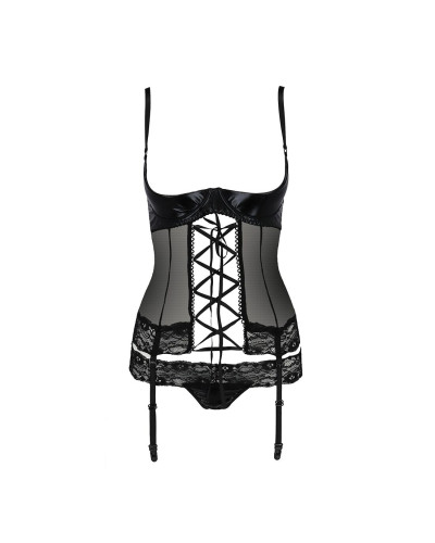 Корсет с открытой грудью Passion Exclusive NORTH CORSET L/XL, black, пажи, трусики, шнуровка - Фото №5