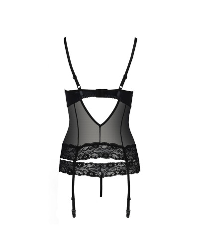 Корсет с открытой грудью Passion Exclusive NORTH CORSET L/XL, black, пажи, трусики, шнуровка - Фото №6