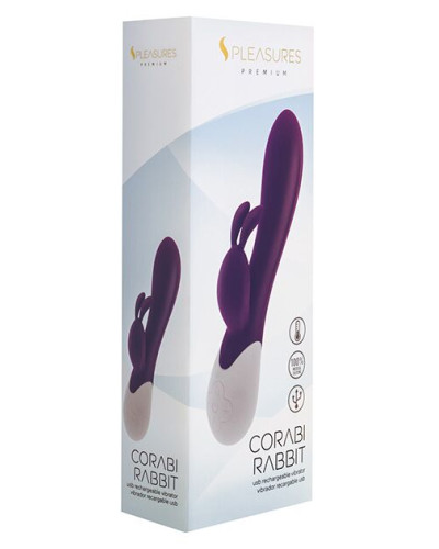 Вібратор-кролик S Pleasures Premium Corabi Rabbit, фіолетовий, вушка для клітора, 16 режимів, нагрів - Фото №3