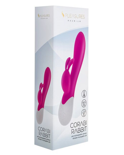 Вібратор-кролик S Pleasures Premium Corabi Rabbit, рожевий, вушка для клітора, 16 режимів, нагрів - Фото №3