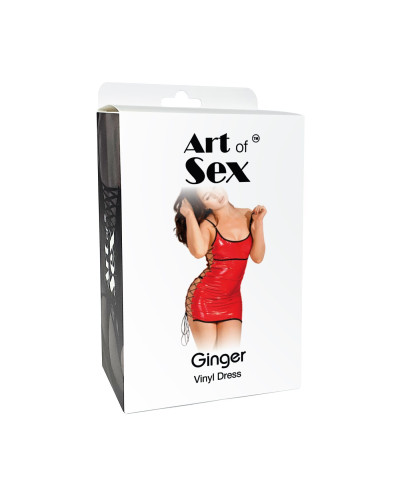 Сексуальное лакированное платье на шнуровке Art of Sex - Ginger черное L-2XL - Фото №3