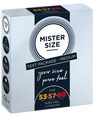 Набор презервативов Mister Size - pure feel - 53–57–60 (3 condoms) (мятая упаковка!!!) - Фото №1