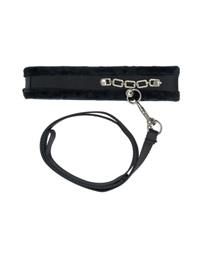 Нашийник із повідцем Punishment - Crystal Collar & Leash - Black - Фото №1