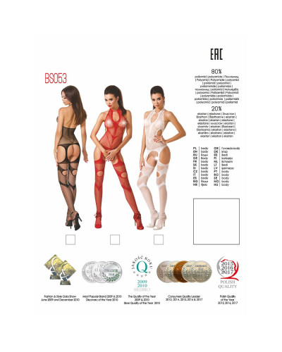 Бодістокінг Passion BS053 white, комбінезон, імітація панчох і пояса - Фото №5