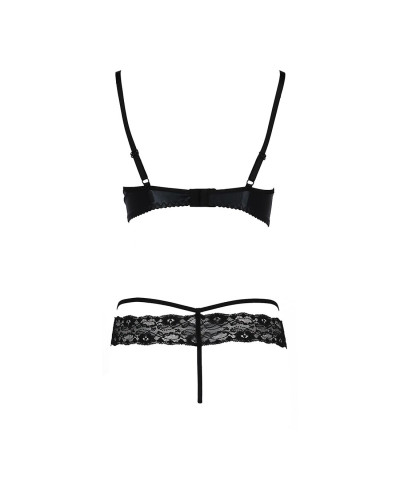 Комплект білизни Passion Exclusive NORTH SET S/M, black, ліф и трусики з елементами під латекс - Фото №6