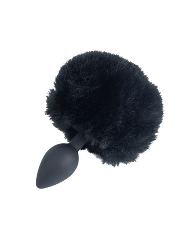 Анальна пробка з хвостом Punishment - Bunny Tail Silicone Anal Plug - Black - Фото №2