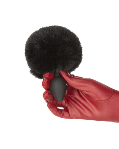 Анальна пробка з хвостом Punishment - Bunny Tail Silicone Anal Plug - Black - Фото №3