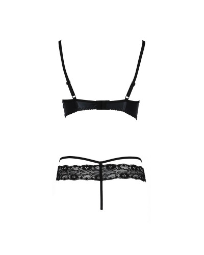 Комплект белья Passion Exclusive NORTH SET XXL/XXXL, black, лиф и трусики с элементами под латекс - Фото №6
