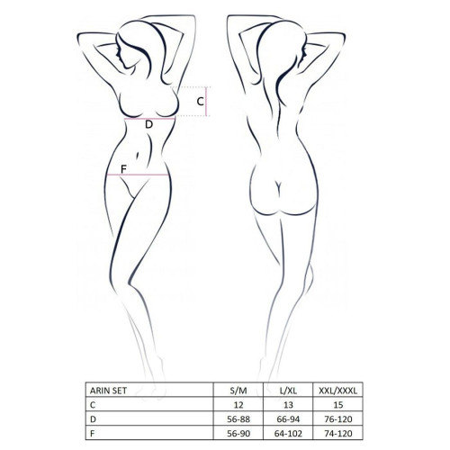 Комплект белья Passion Exclusive ARIN SET L/XL, black, сетчатый лиф и стринги