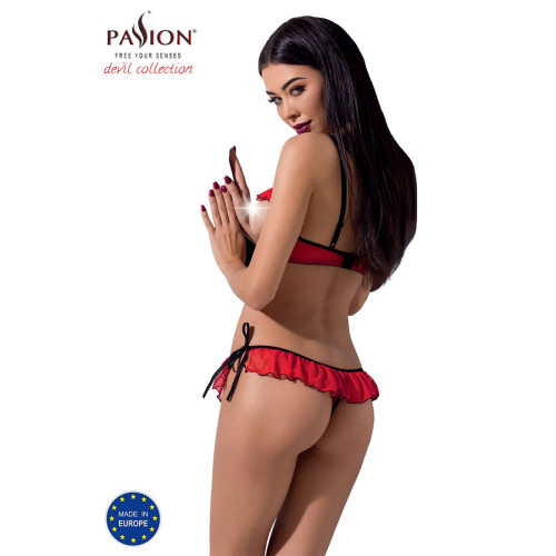 Комплект белья Passion Exclusive CHERRY SET OpenBra XXL/XXXL, red, открытый лиф, трусики-юбочка
