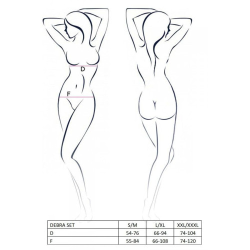 Комплект белья Passion Exclusive DEBRA SET S/M, black, стрепы, топ с декольте, трусики