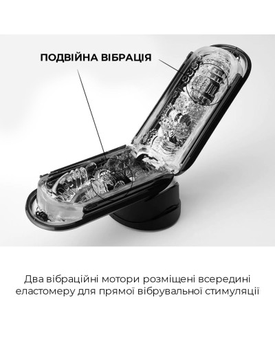 Вібромастурбатор Tenga Flip Zero Electronic Vibration Black, змінна інтенсивність, розкладний - Фото №3