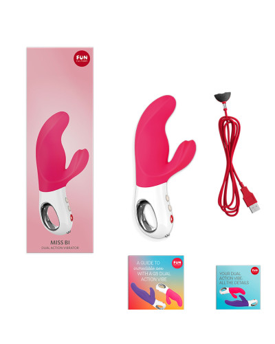 Вібратор-кролик Fun Factory MISS BI pink/white, 2 незалежні мотори, діаметр 4,2 см - Фото №7