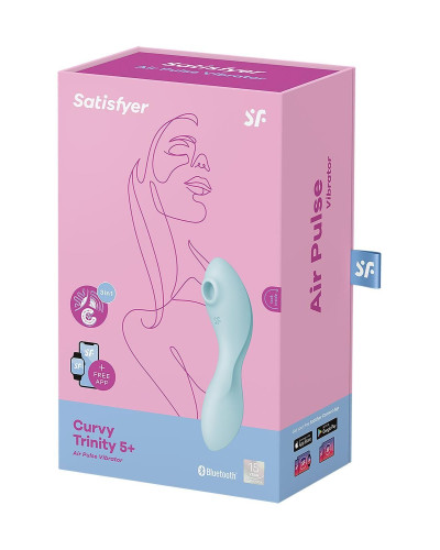 Вакуумний смарт-стимулятор із вібрацією Satisfyer Curvy Trinity 5 (Blue) (м'ята упаковка!!!) - Фото №8