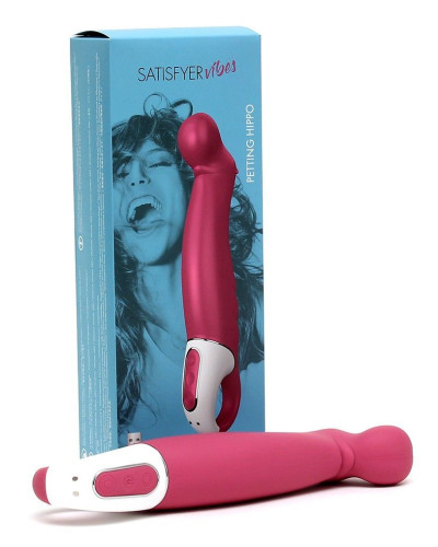 Мощный вибратор Satisfyer Vibes Petting Hippo с гибким стволом, литой силикон, 12 режимов работы - Фото №4